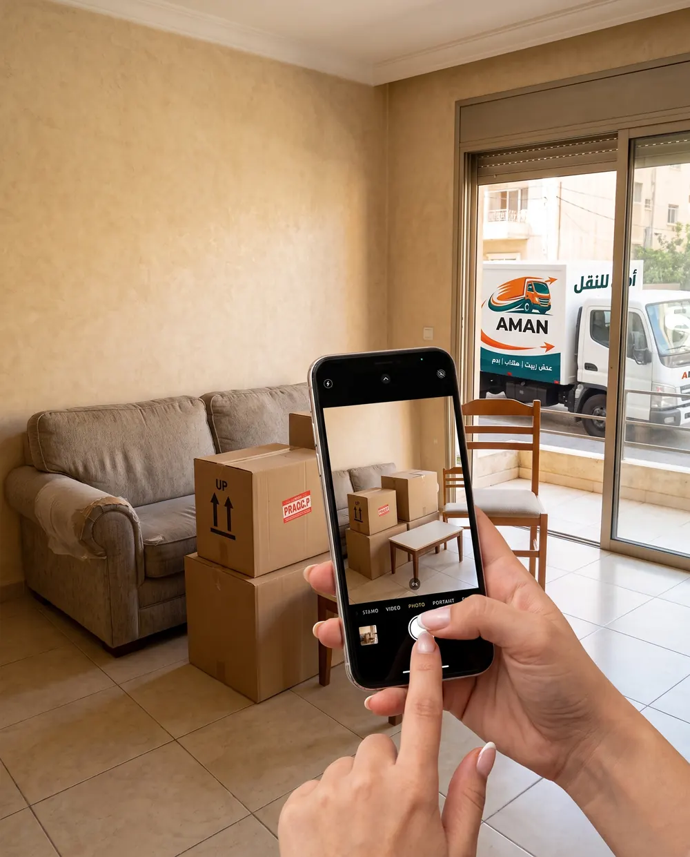 Photographing a room’s contents on a phone for a quote