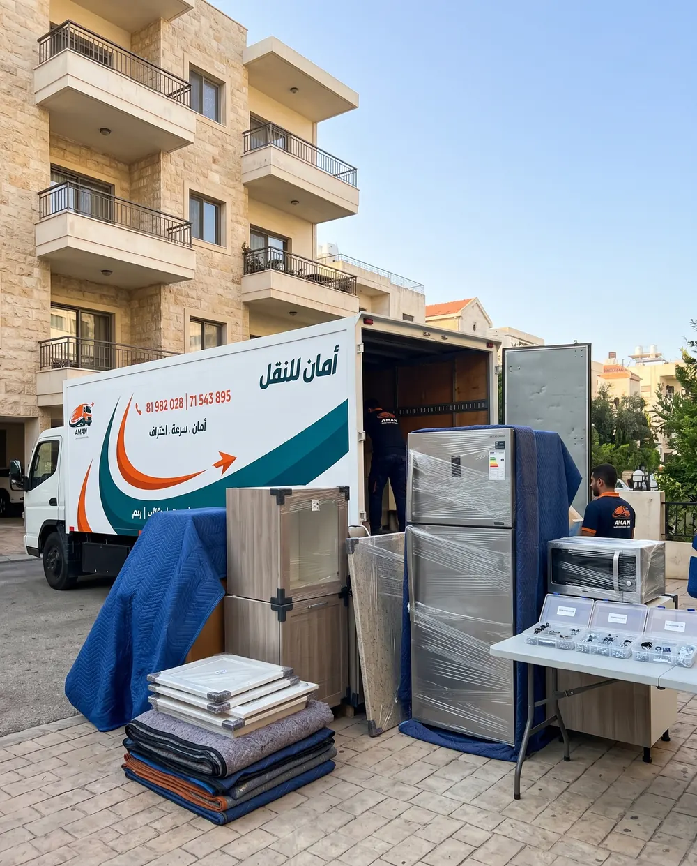 Wrapped appliances ready for loading